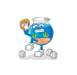 fish bowl baseball pitcher cartoon. cartoon mascot vector