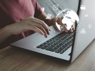 Wall Mural - global connectivity technology and digital marketing connecting users from around the world digital 