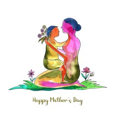 Sticker - Happy mothers day for woman and baby child love card design