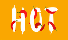 Red Chili Pepper Twining The Words, Vector Illustration