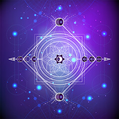 Wall Mural - Vector illustration of Sacred geometry symbol on abstract background.