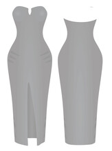 Grey Evening Dress. Vector Illustration
