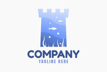 Fort Tower Sea Logo Template
