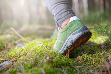 Sticker - one person hiking in the forest	
