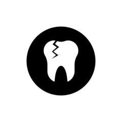 Wall Mural - Broken tooth icon in black round