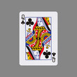 Queen of Clubs. Isolated on a gray background. Gamble. Playing cards.