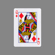 Queen of Diamonds. Isolated on a gray background. Gamble. Playing cards.