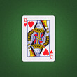 Queen of Hearts on a green poker background. Gamble. Playing cards.