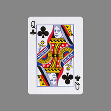 Queen Of Clubs. Isolated On A Gray Background. Gamble. Playing Cards.