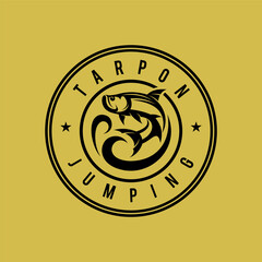 Poster - tarpon fish logo with emblem concept