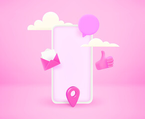 Fototapete - Modern smartphone applications concept. 3d vector illustration