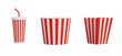 3d render of popcorn and drink mug package on white background,with clipping path.