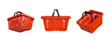 3d Render Of Red Basket Isolated On White Background,with Clipping Path.