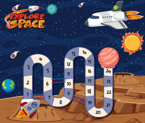 Wall Mural - Game template with space theme background