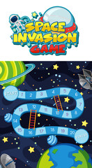 Wall Mural - Game template with space theme background