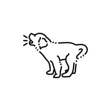 Barks Golden Retriever Puppy Color Line Icon. Pictogram For Web Page