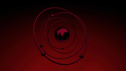 Wall Mural - red background.design. a model of the solar system in abstraction on a calm red background.