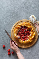 Wall Mural - Opened strawberry pie.