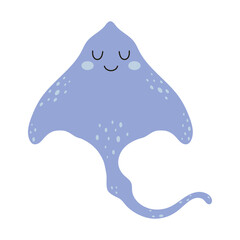 Canvas Print - vector illustration with sea stingray in cartoon style