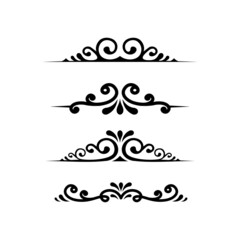 Poster - set of floral border design template vector, simple flat vintage divider collection