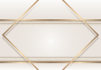 3D elegant modern luxury template design white stripes and golden glitter line light sparking on cream background