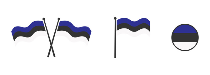 Wall Mural - Flag of Estonia. Waving flag of Estonia. Round icon. Vector illustartion.