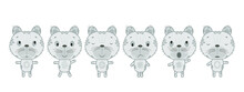 Various Emotions. Funny Animals, Cute Bear, Badge, Emblem, Sticker. Cartoon Character, Illustration.