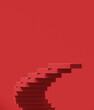 Minimal abstract background for product presentation. Gradient spiral stair podium on red background. 3d render illustration. Clipping path of each element included.