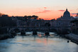 Rome at sunset, view of the Vatican 
