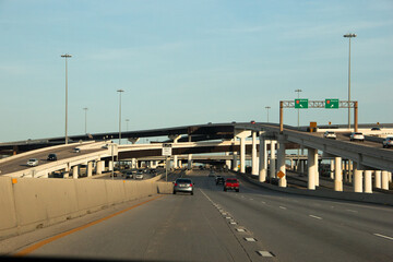 Freeway road streets with traffic