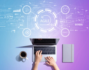 Wall Mural - Agile concept with person using a laptop computer