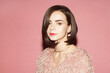 © Sergey Chumakov - close up portrait of young fashionable woman with Bob haircut isolated on pink background