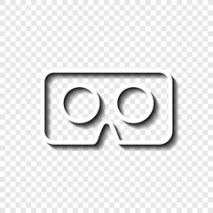 Vr cardboard simple icon. Flat desing. White with shadow on transparent grid.ai