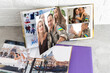 © Angelov - Banner Photobook Album with Travel Photo on Wooden Table background