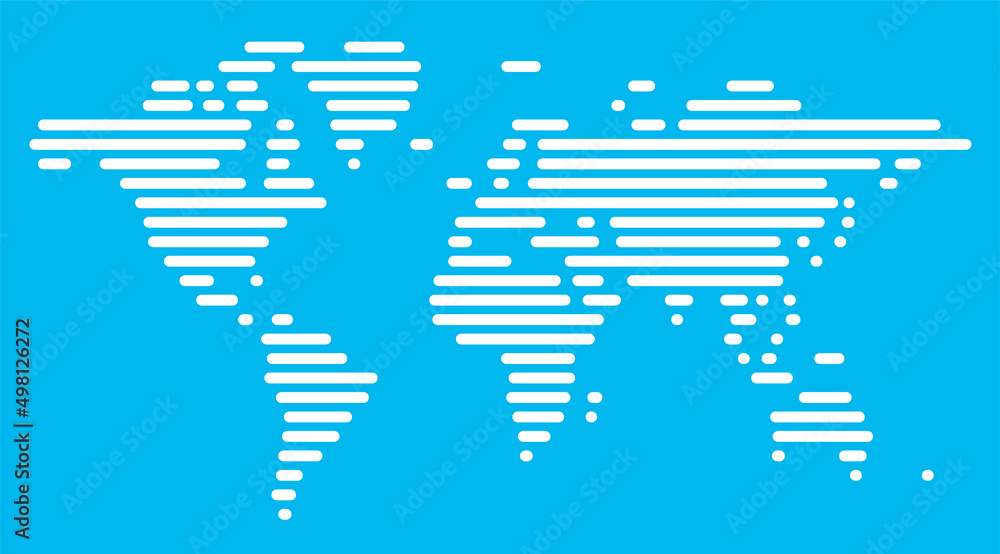 Horizontal Map Design Simple horizontal line map of the world, vector Stock Vector | Adobe Stock