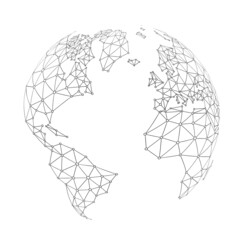 World wide internet network mesh, earth map