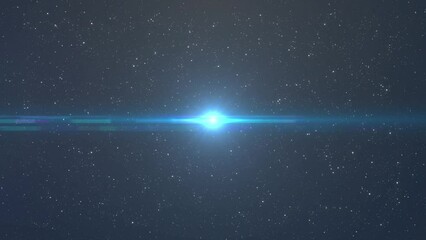 Sticker - Animation of blue glowing light and stars glistening on blue background