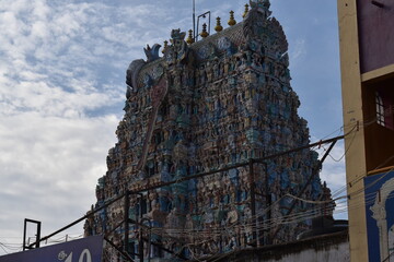 Hindu temple from south India ; Colorful buildings 