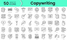Set of copywriting icons. Line art style icons bundle. vector illustration