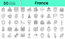 Set Of France Icons. Line Art Style Icons Bundle. Vector Illustration