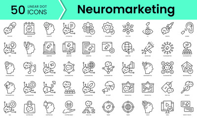Wall Mural - Set of neuro marketing icons. Line art style icons bundle. vector illustration