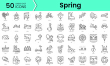 Set Of Spring Icons. Line Art Style Icons Bundle. Vector Illustration
