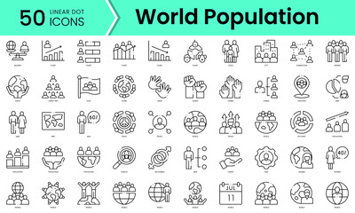 set of world population icons. line art style icons bundle. vector illustration