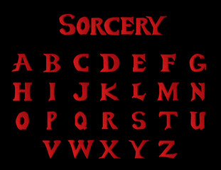 Poster - Sorcery fantasy red alphabet - 3D Illustration