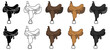 Leather Saddle Clipart Set - Outline, Silhouette and Color