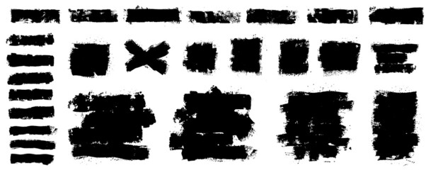 Fototapete - Paint Roller texture collection. Abstract dry lines and big spots using a paint roller. Grunge compositions, grunge frame, text boxes with splashes and grainy effect. Vector set artistic design box