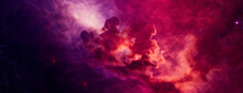 Galaxy Background With Pink And Purple Nebula.