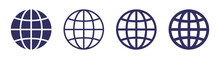 Simple Line Globe And World Sphere Icon Set In Different Design.