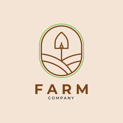 Wall Mural - minimalist farm line art logo emblem vector template design