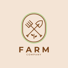 Wall Mural - pitchfork and shovel badge logo vector minimalist illustration design